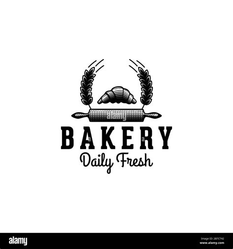 Croissant Bakery Baguette Bread Vintage Bakery Logo Ideas