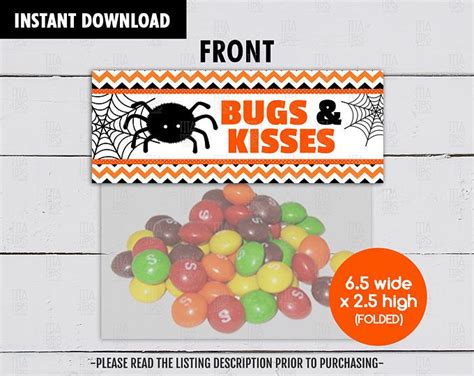 Halloween Bag Topper Bugs And Kisses Printable Bag Topper Etsy