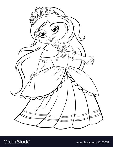 Cute Little Princess Black And White Royalty Free Vector