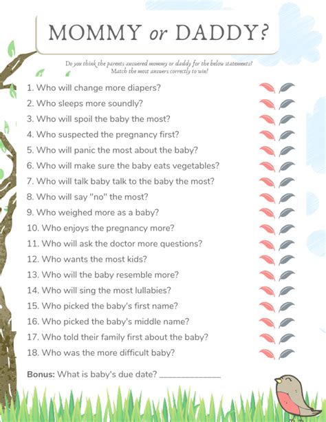 Mom Or Dad Baby Shower Game Questionnaire Ideas Learning Momma