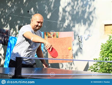 Man Playing Ping Pong Stock Image Image Of Concentrated 156594289