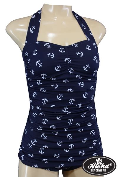 Anchor Bombshell Vintage Halter Neck Swimsuit