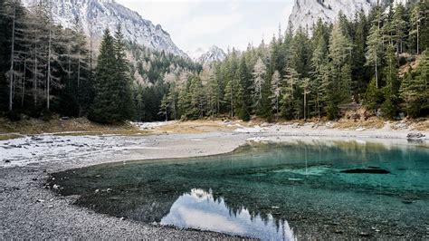 Mountains Trees And Lake In Gruner See Austria Image Free Stock