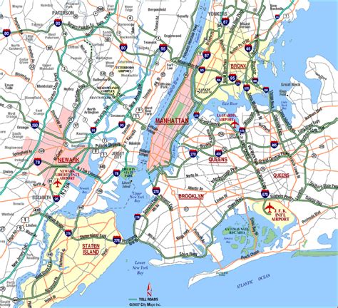 Review and print our useful new york city maps and guides outlining the five nyc boroughs, famous neighborhoods in manhattan, attractions maps, landmarks, subway, bus and train routes, airports, museums and more! Map of New York City - Free Printable Maps