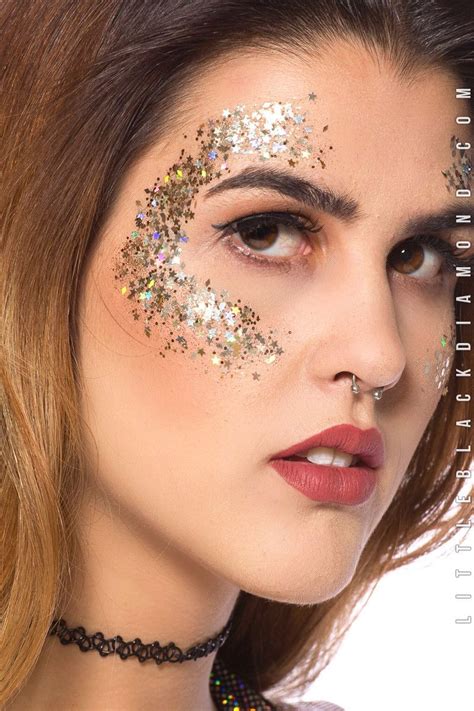 Face Glitter In Gold Lilith Festival Makeup Glitter Rave Makeup