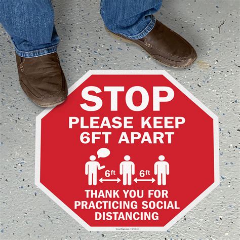 Stop Please Keep 6 Feet Apart Thank You Floor Sign Sku Sf 1043