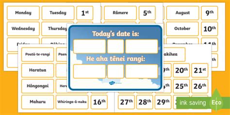 Todays Date Is Display Pack Te Reo Maori English
