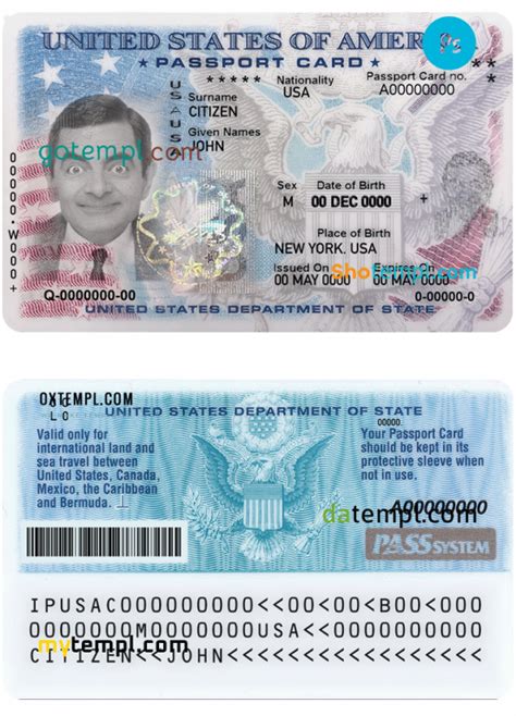 Usa Passport Id Card Psd Template Fully Editable Version 2