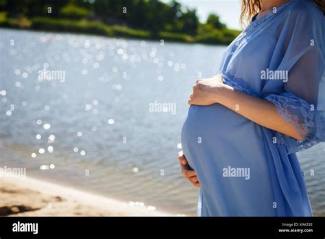 Pregnant Girl On The Beach Stock Photo Alamy