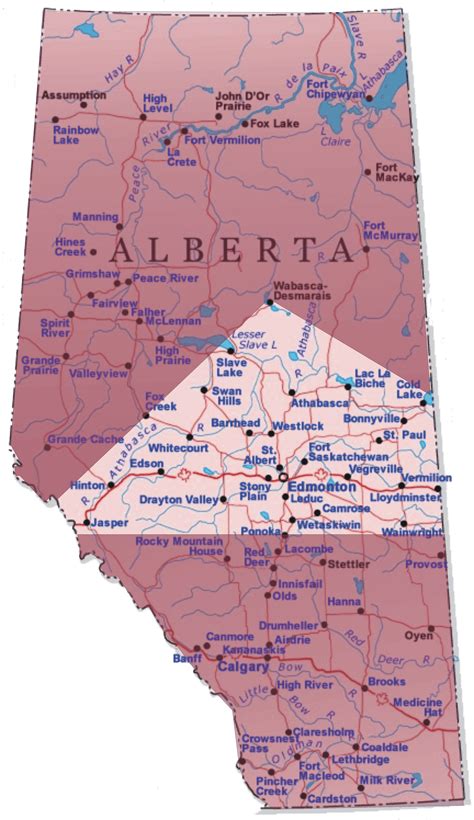 Alberta Canada Map With Cities Map