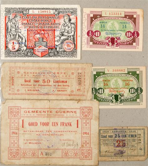 Noodgeld Uit De Eerste Wereldoorlog En Deelbiljetten Van De Loterij