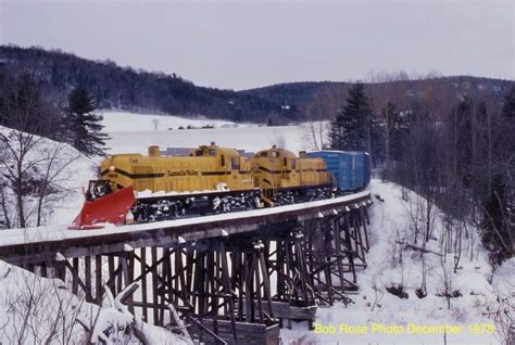 Lamoille Valley Railroad Westbound Freight Crossing The Sleeper Brook Trestle After Leaving St