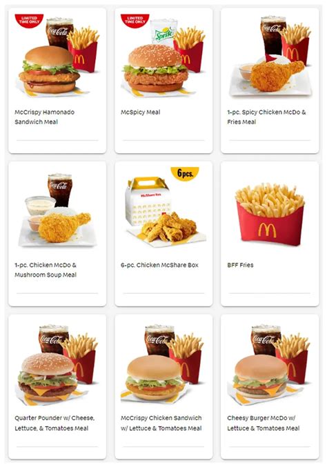 2023 mcdonald s menu in the philippines prices and options