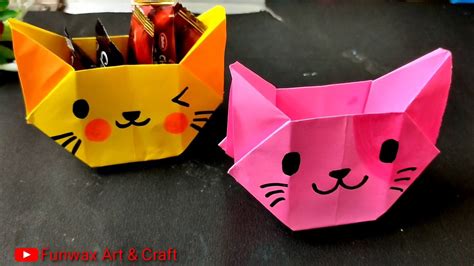 Origami Cat Box Diy Back To School Paper Crafts Cute Cat Shape Box