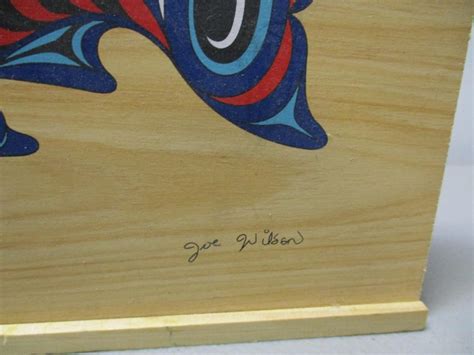 Coast Salish Art Joe Wilson Salmon Legend Painted Wooden Box Signed