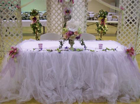 Bride And Groom Table With Tulle Skirt Tulle Decorations Tulle