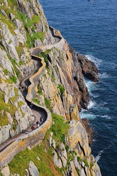 Cliffside Path Skellig Michael Ireland World Travel