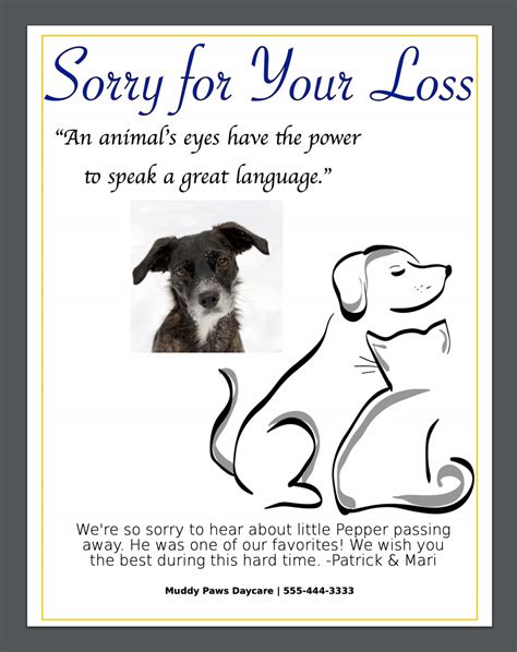Online Pet Sympathy Card Generator And Pet Sympathy Card Template