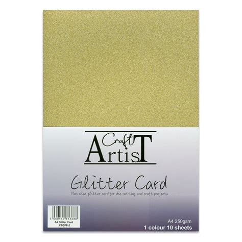 Craft Artist A4 Glitter Card Gold