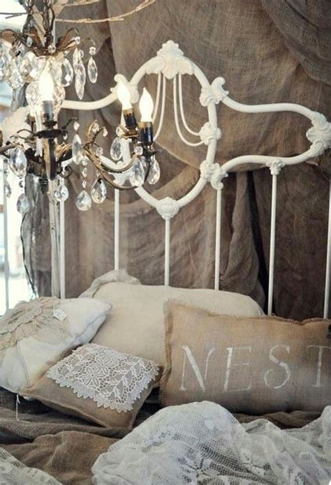 Antique Iron Bed With Lovely Lace Pillow Shabby Chic Bedrooms Shabby