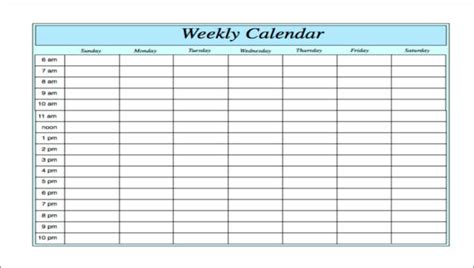 Free 5 Sample Weekly Calendar Templates In Pdf