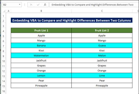 Macro To Compare Two Columns In Excel And Highlight Differences