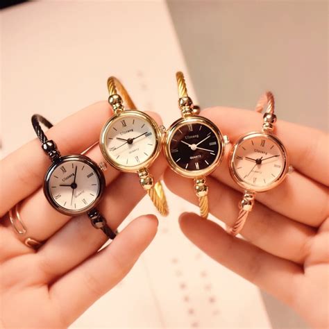 Small Gold Bangle Bracelet Luxury Watches Stainless Steel Retro Ladies