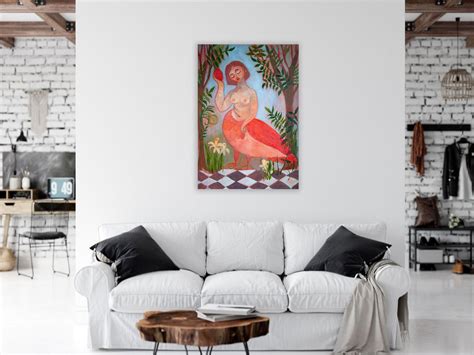 Dasha Pogodina Sirens Art Modern Woman Nude Bird Woman Canvas Oil Garden Guards X Cm