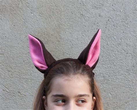 Bat Ears Headband Bat Costume Brown And Pink Ears Head Band Etsy