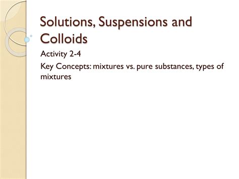 Solutions Suspensions And Colloids