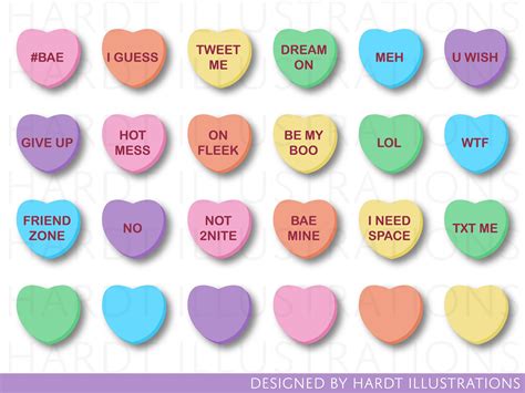 Funny Candy Heart Clipart Mean Conversation Hearts Valentine Clipart