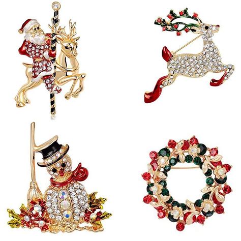 9 Pack Multicolor Christmas Brooch Pin Set Christmas Decoration Jewelry