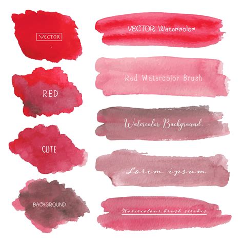 Set Of Red Watercolor Background Brush Stroke Logo Vector