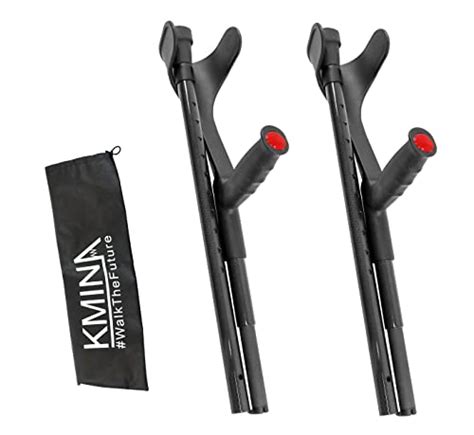 Kmina Pro Folding Carbon Fiber Crutches X2 Unit Open Cuff Forearm