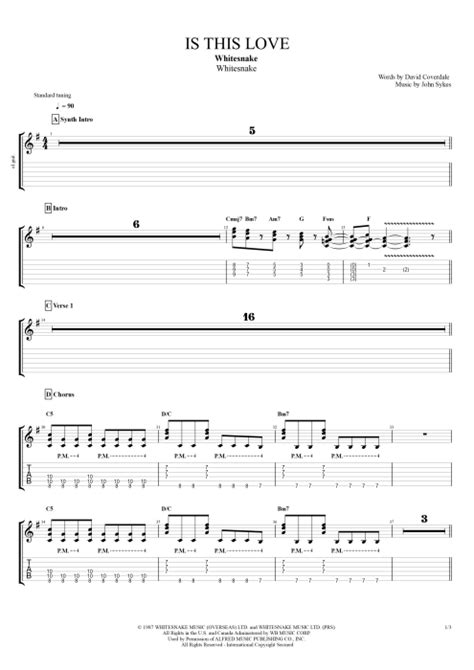 Is This Love Tab By Whitesnake Guitar Pro Full Score MySongBook