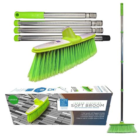 Soft Broom Indoor Sweeping Brush Long Collapsible Handle Floor Kitchen
