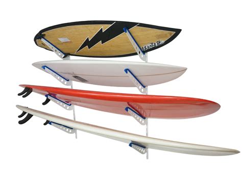 Adjustable Metal Surfboard Wall Rack 4 Boards