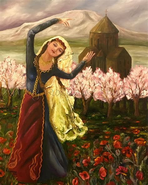 Grace Of Vanouhi 2015 24x30 Oil And Textile On Canvas An Armenian