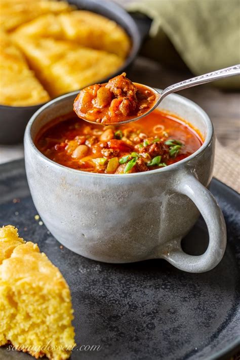 Transform a simple pot of chili into total dinner nirvana with these 40 side dishes. Chasen's Chili with Cornbread-6 - Saving Room for Dessert