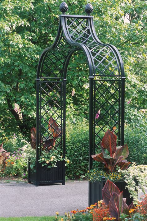 Garden arch with gate and planters. Brighton Victorian Arch - Classic Garden Elements