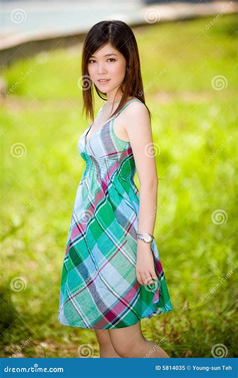 Innocent Beautiful Asian Girl Outdoors Stock Image Image Of Gorgeous