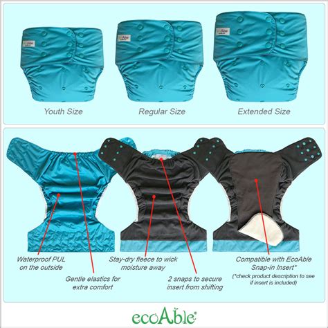 Ecoable Adult Cloth Diaper With Tabs Washable Incontinence Special