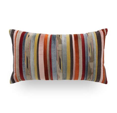 Velvet Multi Stripe Lumbar Pillow Vertical Stripes In A Variety Of