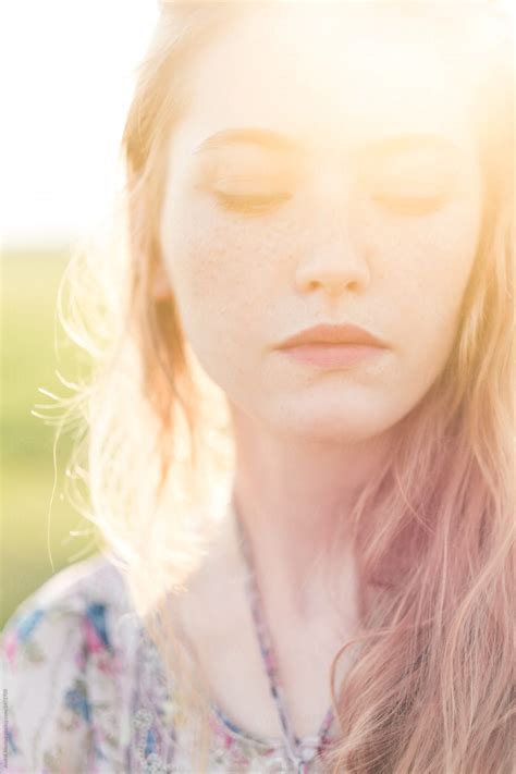 Beautiful Girl With Freckles Close Up By Andrei Aleshyn