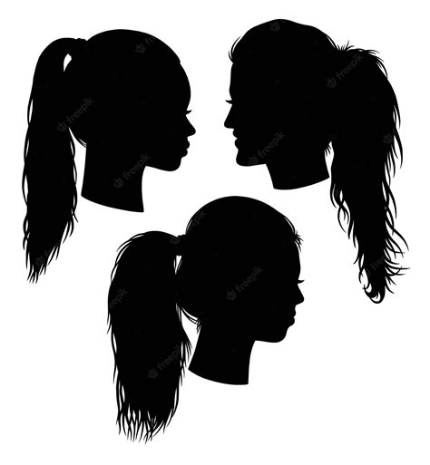 Premium Vector Girl Ponytail Hairstyle Silhouette