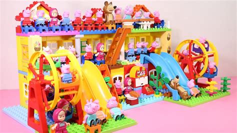 Peppa Pig House Building With Water Slide Youtube