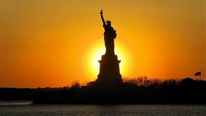 Liberty Statue York Sunrise Desktop Wallpapers Sunset