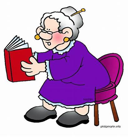 Clipart Grandma Reading Clip Simple Cartoon Lady