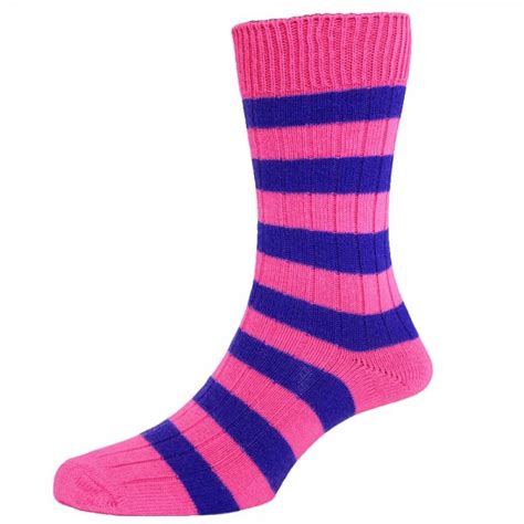 Fuchsia Pink And Royal Blue Striped Mens Socks By Hj Hall From Ties Planet Uk