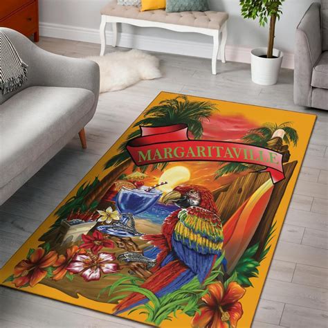 Margaritaville Orange Parrot Beach Area Rug Carpets